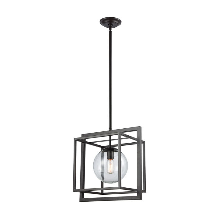 15.5� Black Metal Cage with Clear Glass Hanging 1-Light Pendant Ceiling Light Fixture