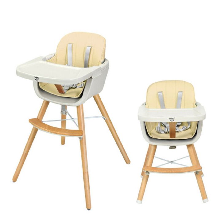 Wooden Baby 3 in 1 Convertible High chair w/ Cushion