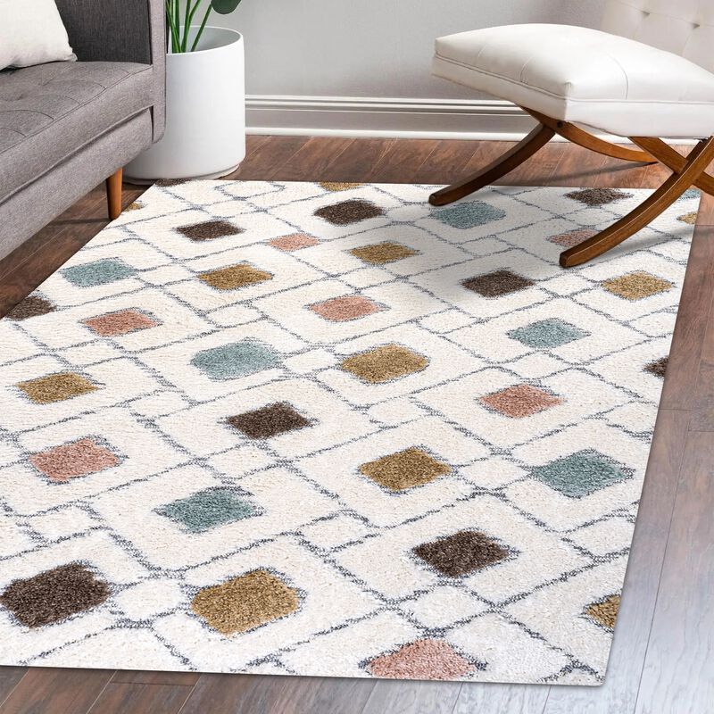 Astrid Retro Trellis High-Low Area Rug