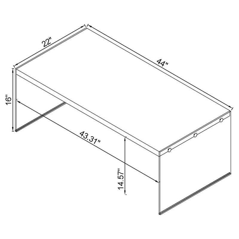 Coaster Opal Rectangular Coffee Table With Clear Glass Legs White High Gloss