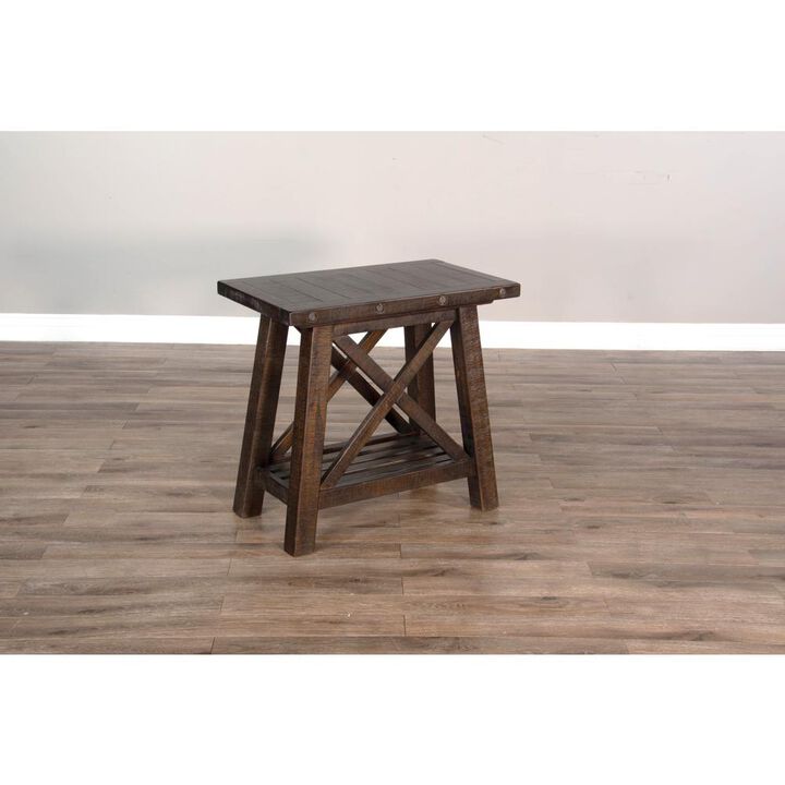 Sunny Designs Vivian 16 Farmhouse Mahogany Wood Chair Side Table in Dark Brown