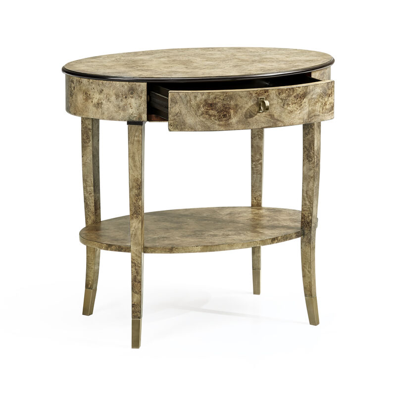 Hamilton Oval Burr Bedside Table