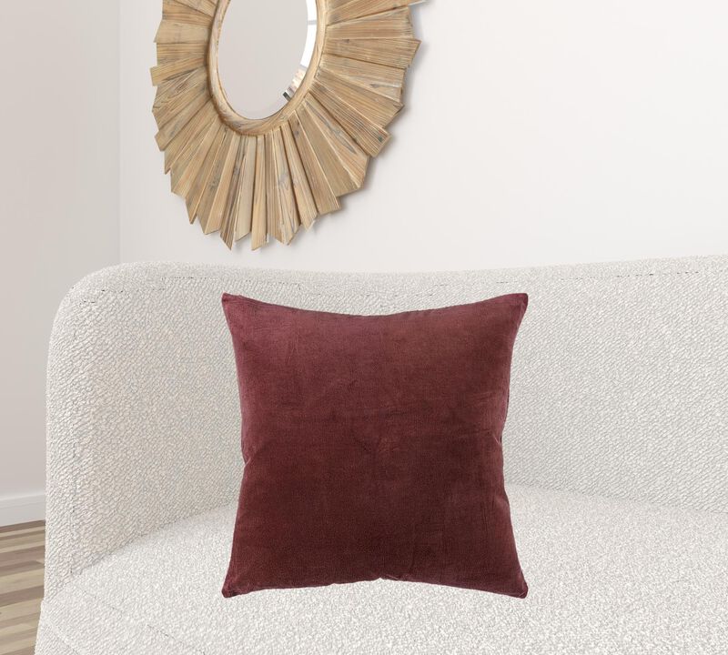 Homezia Rust Solid Reversible Cotton Velvet Throw Pillow