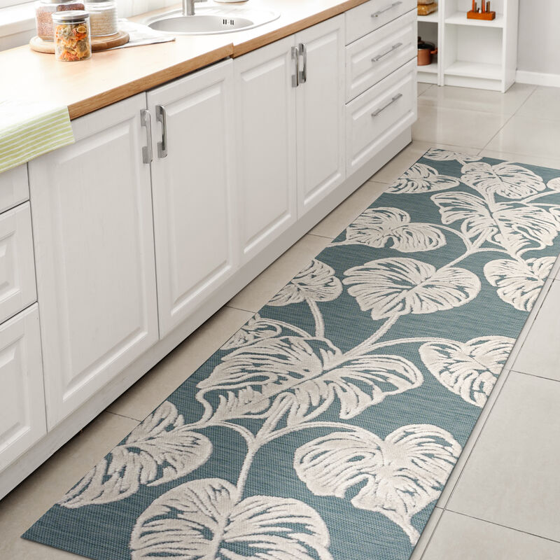 Tobago High-Low Two Tone Monstera Leaf Area Rug