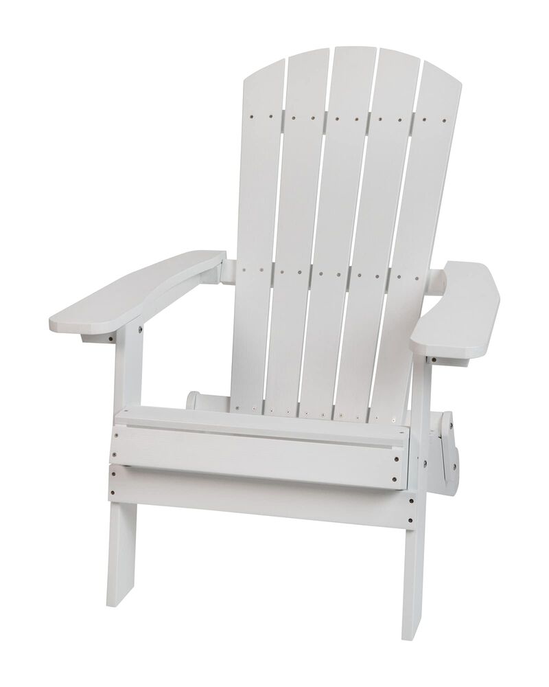 Flash Furniture Charlestown Commercial Folding Adirondack Chair - White - Poly Resin - Indoor/Outdoor - Weather Resistant