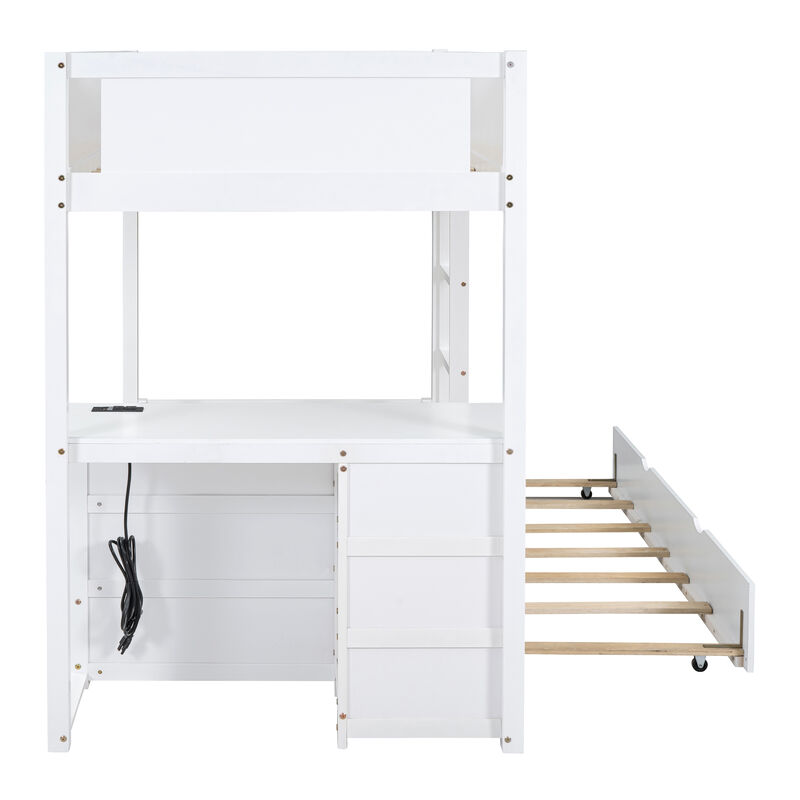 Merax  Bunk Bed with Trundle and Desk