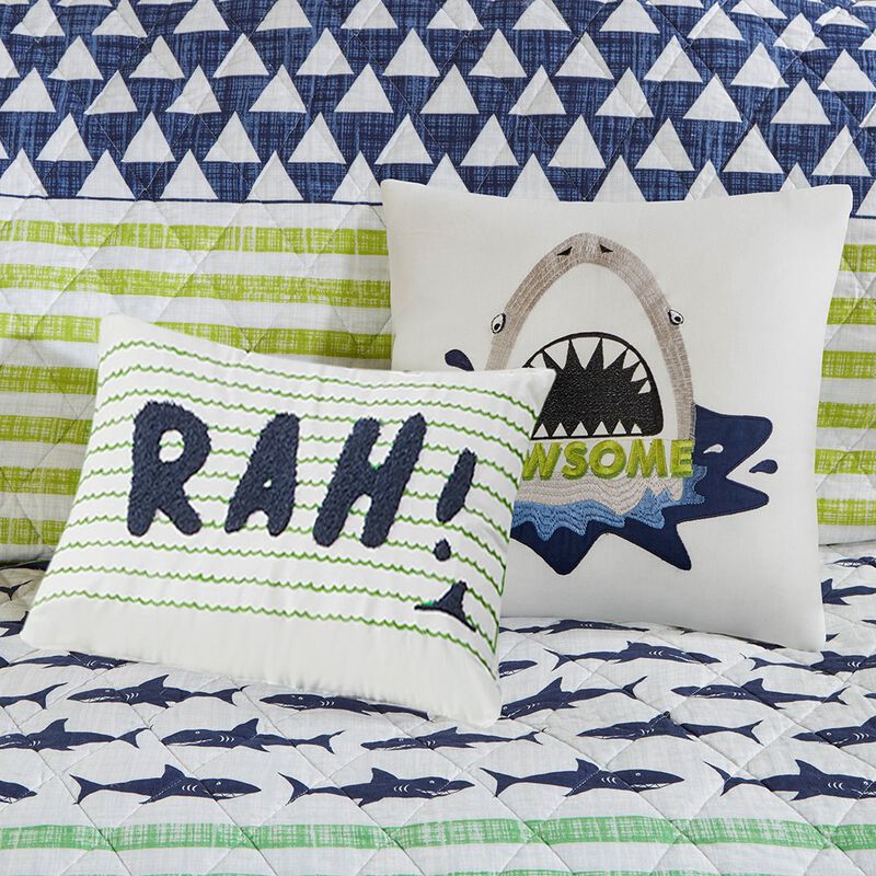 Gracie Mills Elsinore Shark Stripe Printed Cotton Duvet Cover Set