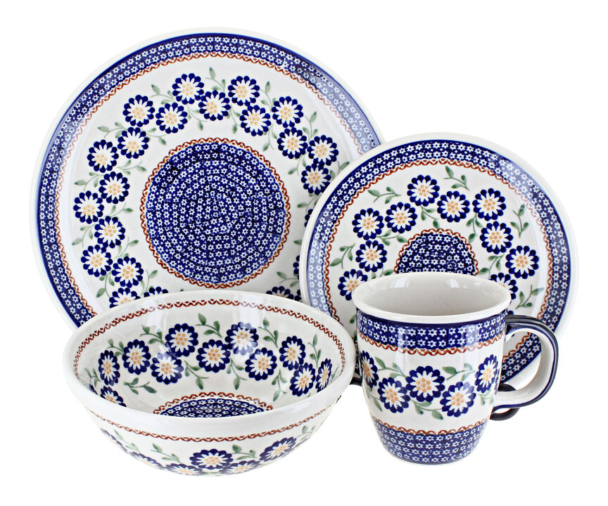 Blue Rose Polish Pottery Christiana 16 Piece Dinnerware Set