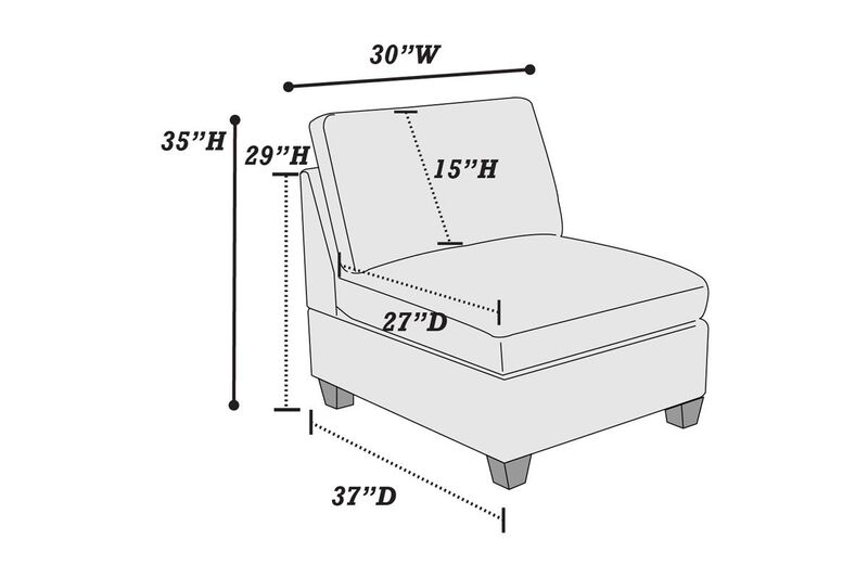 Contemporary 1 Piece Armless Chair Tan Color Chenille Fabric Modular Corner Wedge Sofa