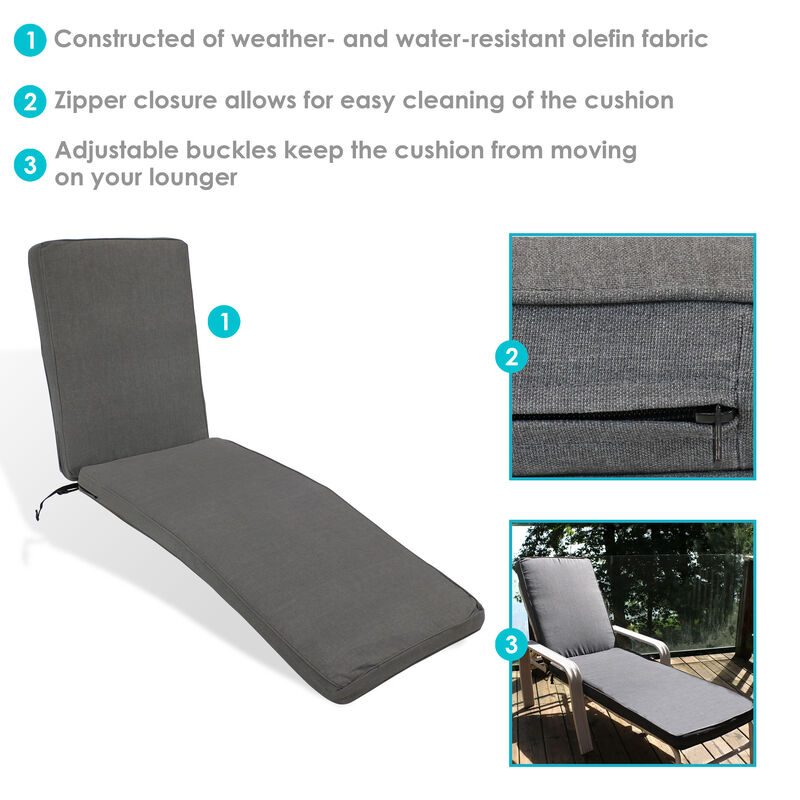 Sunnydaze Indoor/Outdoor Olefin Chaise Lounge Chair Cushion