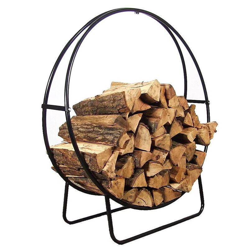 Hivvago Modern Black Metal Indoor Outdoor Firewood Holder Log Rack