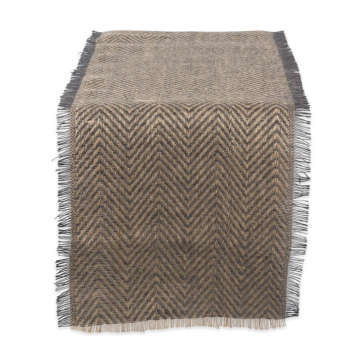 72" Gray and Brown Chevron Printed Rectangular Table Runner