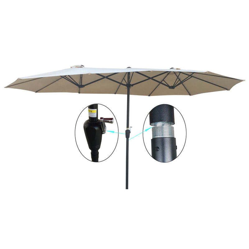 15x9FT Double-Sided Patio Umbrella Outdoor Market Table Garden Extra Large Waterproof