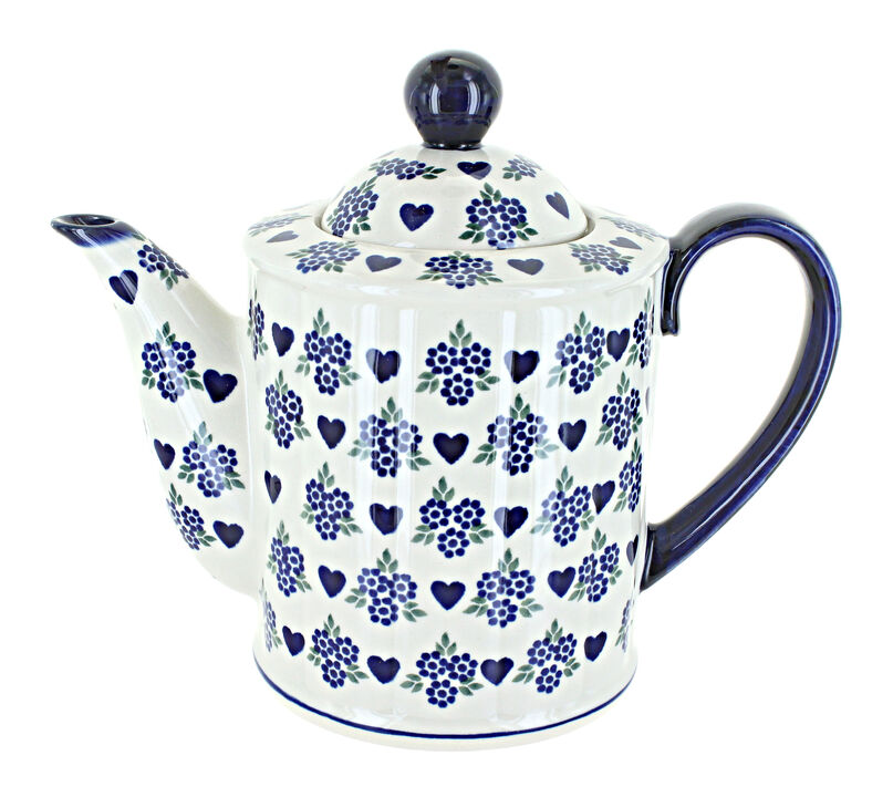 Blue Rose Polish Pottery Sweet Heart Large Teapot