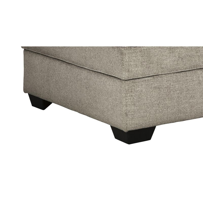 Wooden Ottoman with Hidden Storage and Tapered Block Legs, Gray - Benzara