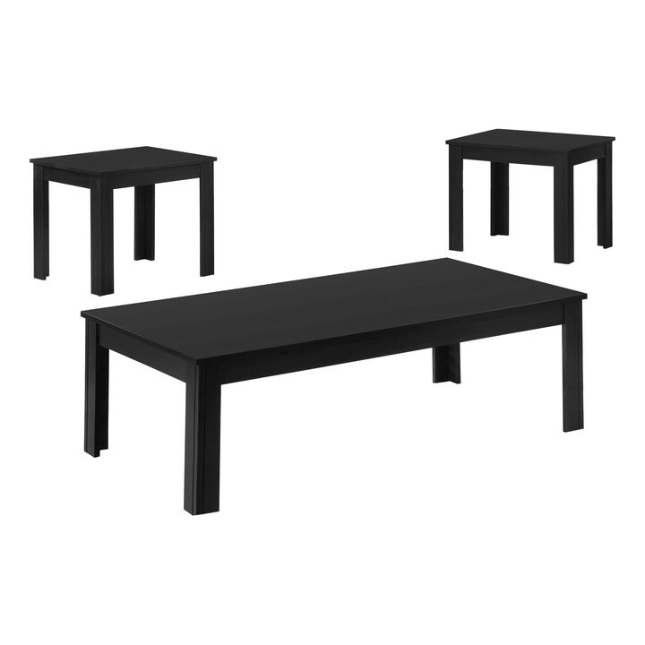 Monarch Specialties I 7840P Table Set, 3pcs Set, Coffee, End, Side, Accent, Living Room, Laminate, Black, Transitional