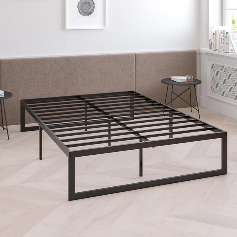 14 Inch High Heavy Duty Black Metal Platform Bed Frame