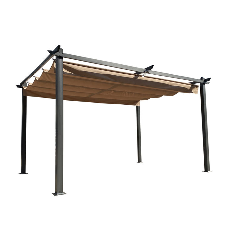 13 x 10FT Outdoor Patio Retractable Pergola With Canopy Sun shelter Pergola for Gardens, Terraces, Backyard