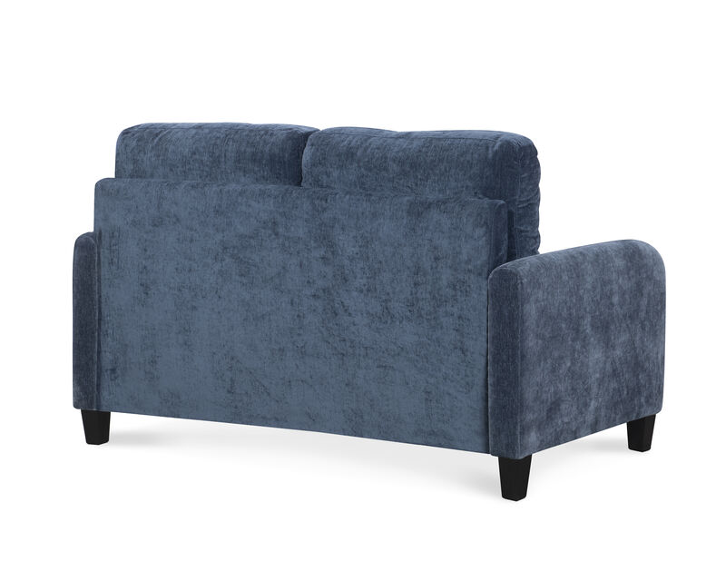 Everly Blue Velvet Loveseat