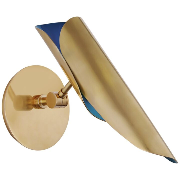 Flore Single Wall Light in Soft Brass and Riviera Blue