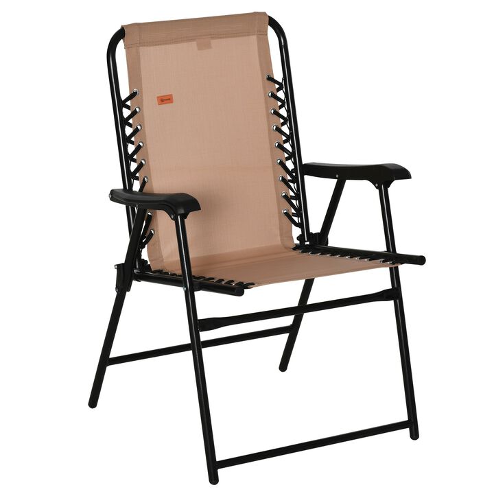 Folding Patio Chair, Outdoor Portable Armchair Camping Chair for Camping, Pool, Beach, Lawn, Deck, Beige