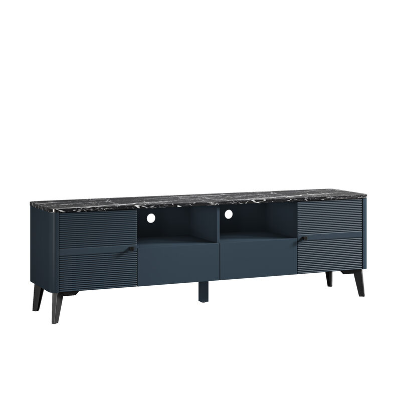 FESTIVO Stylish 70-Inch TV Stand with Marble-Printed Top