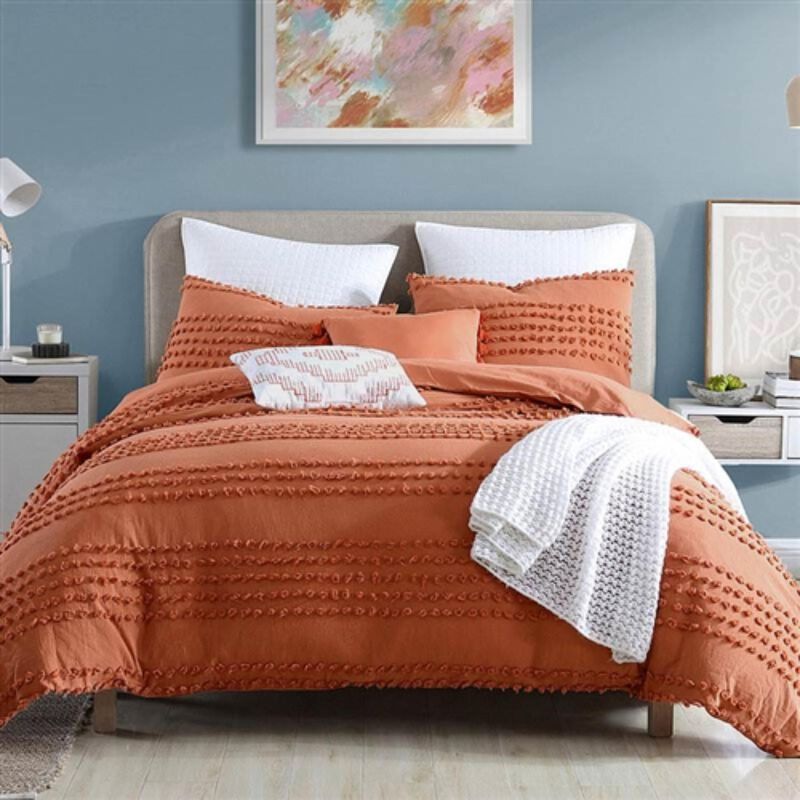 King size 5 Piece 100 Percent Cotton Clip Dot Comforter Set in