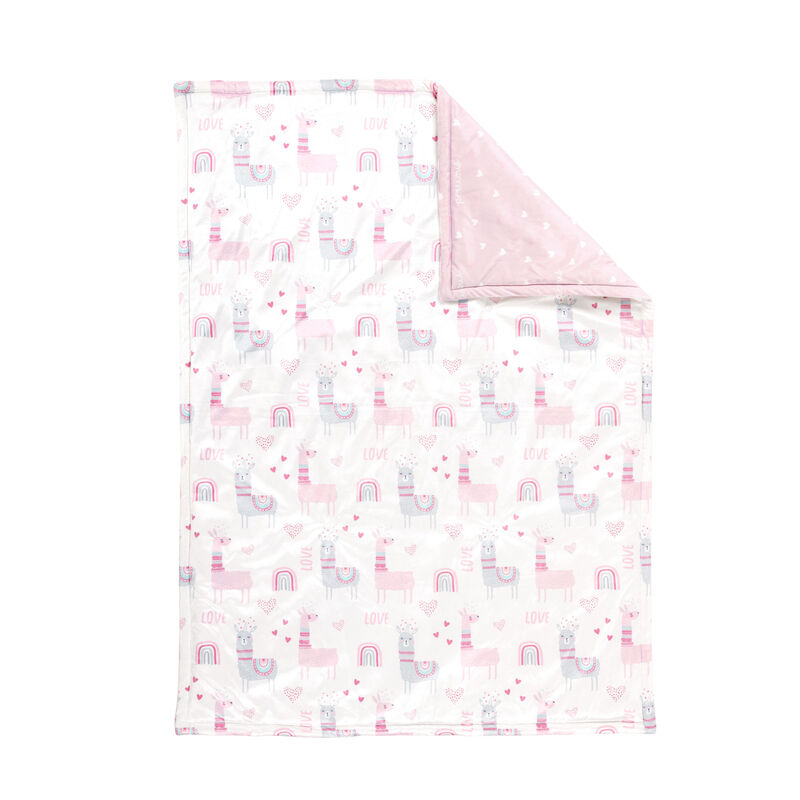 Llama Love Reversible Soft & Plush Oversized Blanket Pink Single 36X50