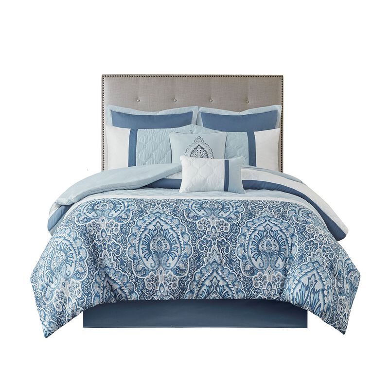 Gracie Mills Ronny 8-Piece Damask-Inspired Comforter Set