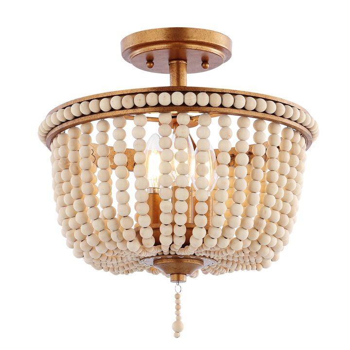 Allie Wood Beaded/Metal LED Flush Mount