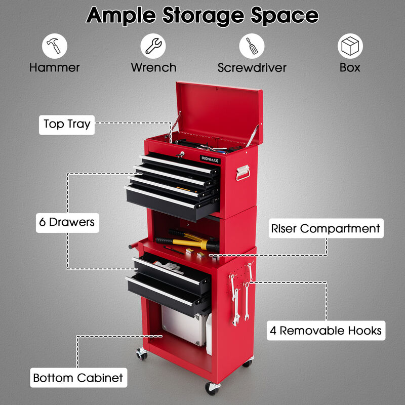 6-Drawer Tool Chest with Heightening Cabinet