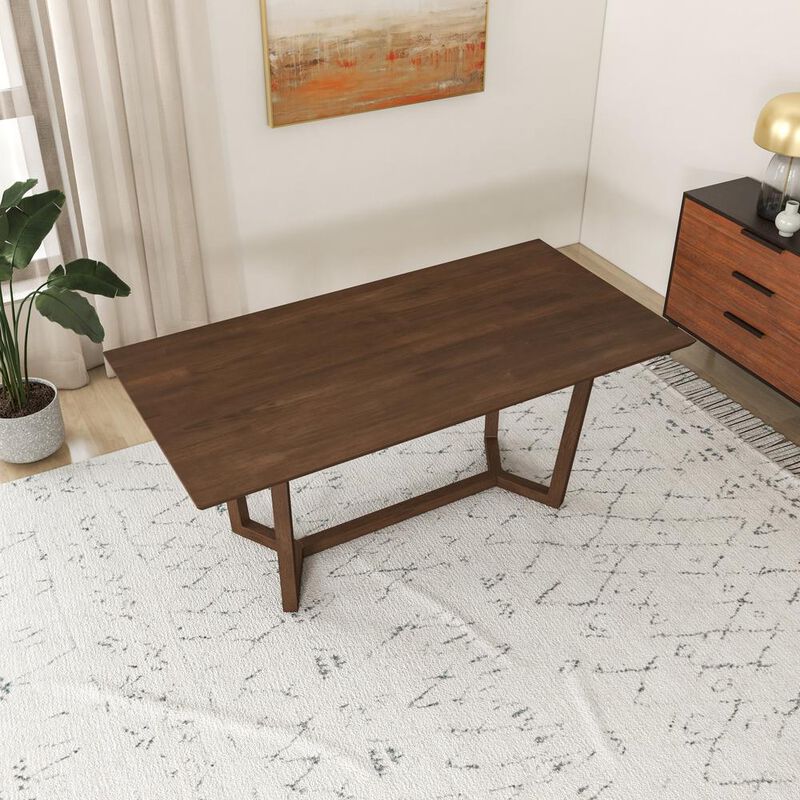 Ashcroft Furniture Co Marina Mid-Century Modern Solid Wood Dining Table in Brown