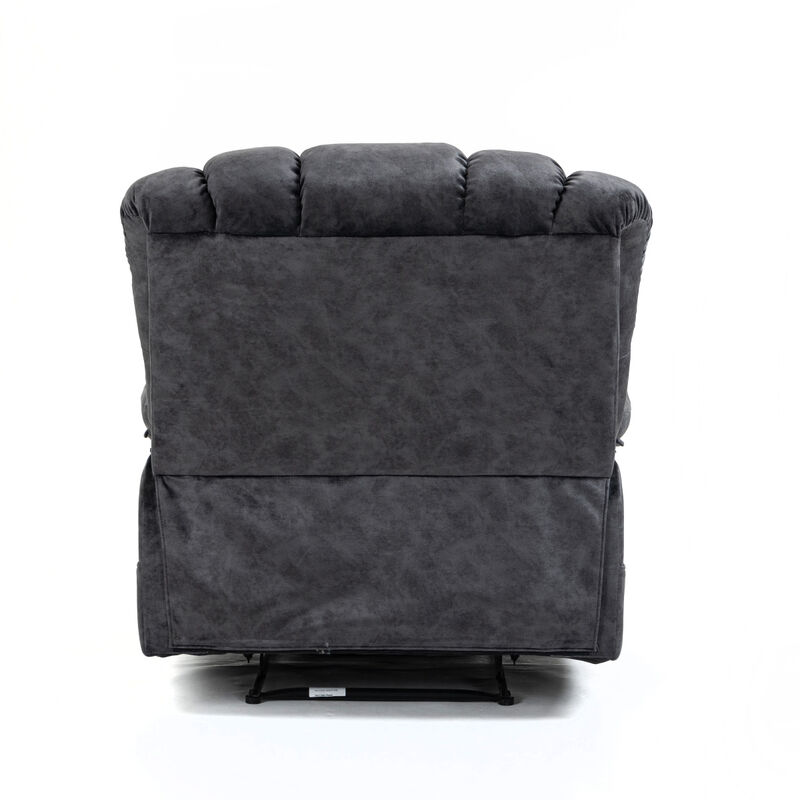 Large Manual Recliner Chair In Fabric For Living Room, Gray