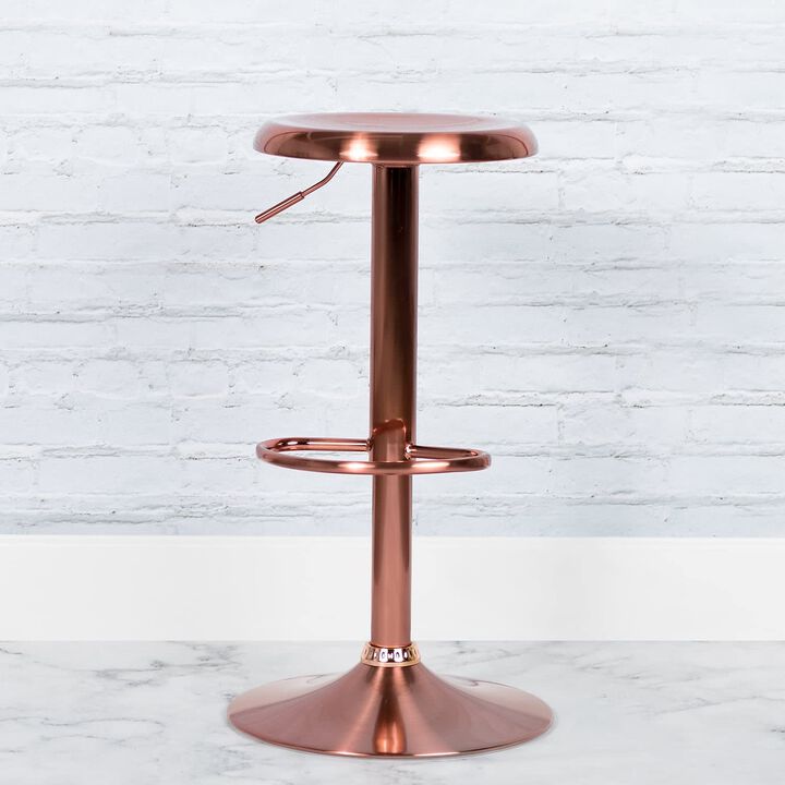 Flash Furniture Madrid Series Adjustable Height Retro Barstool in Rose Gold Finish