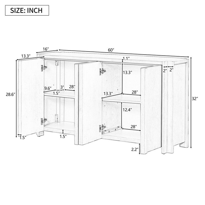 Merax Solid Storage Cabinet Sideboard with 4 Doors