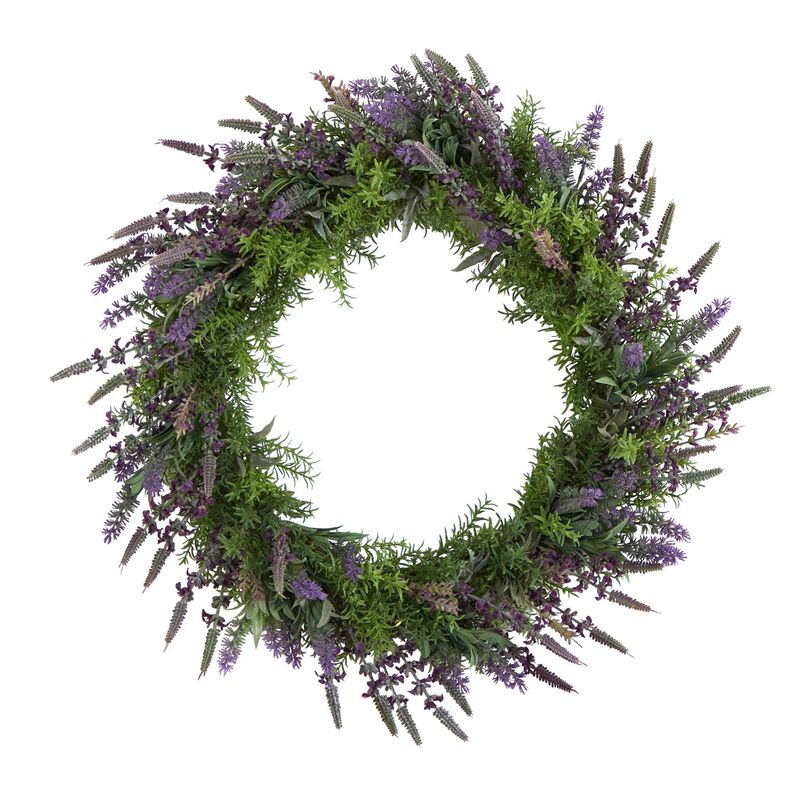 Nearly Natural 24-in Lavender Artificial Wreath