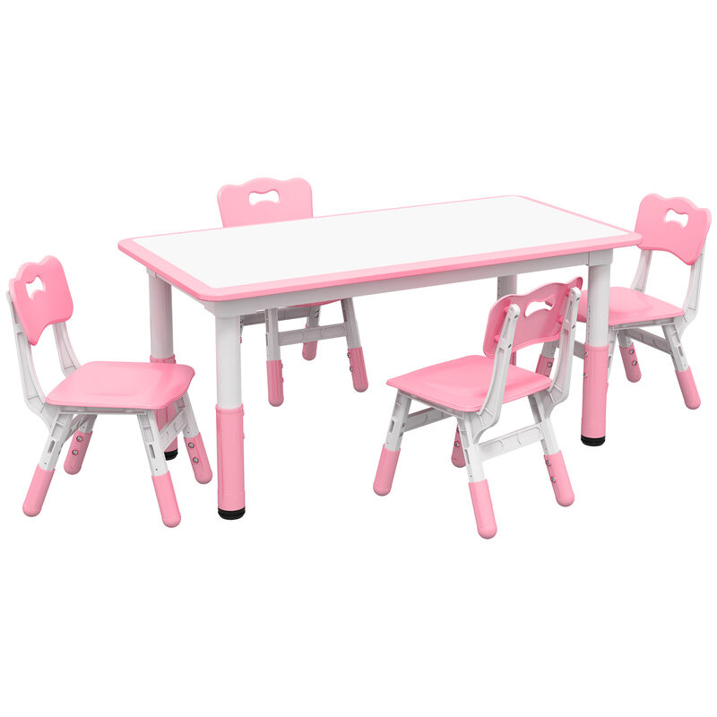 Kids Table and Chair Set，Adjustable Height, Easy to Clean Table Surface