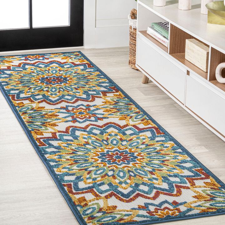 Flora Abstract Bold Mandala High-Low Indoor/Outdoor Area Rug