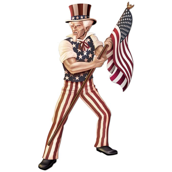 Club Pack of 12 Red and blue Patriotic Themed Jointed Uncle Sam Party Decors 66"