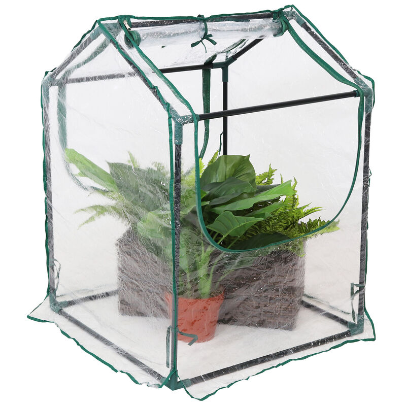 Sunnydaze 2 x 2 ft Steel PVC Panel Mini Greenhouse with 2 Doors - Clear