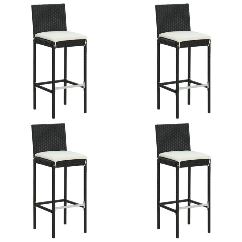 vidaXL 5 Piece Garden Bar Set with Cushions Poly Rattan Black