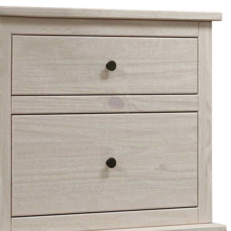 Stav Tall Dresser Chest with 4 Drawers, Plank Style, White Solid Wood