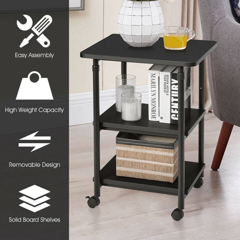 3-tier Adjustable Printer Stand with 360� Swivel Casters