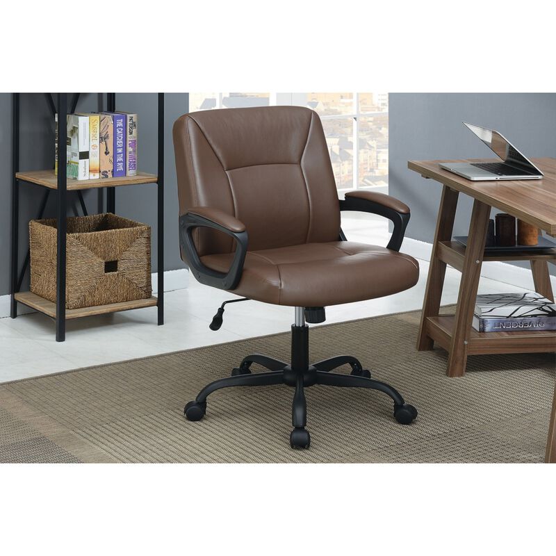 Relax Cushioned Office Chair 1 Piece Brown Color Upholstered Seat Back Adjustable Chair Comfort