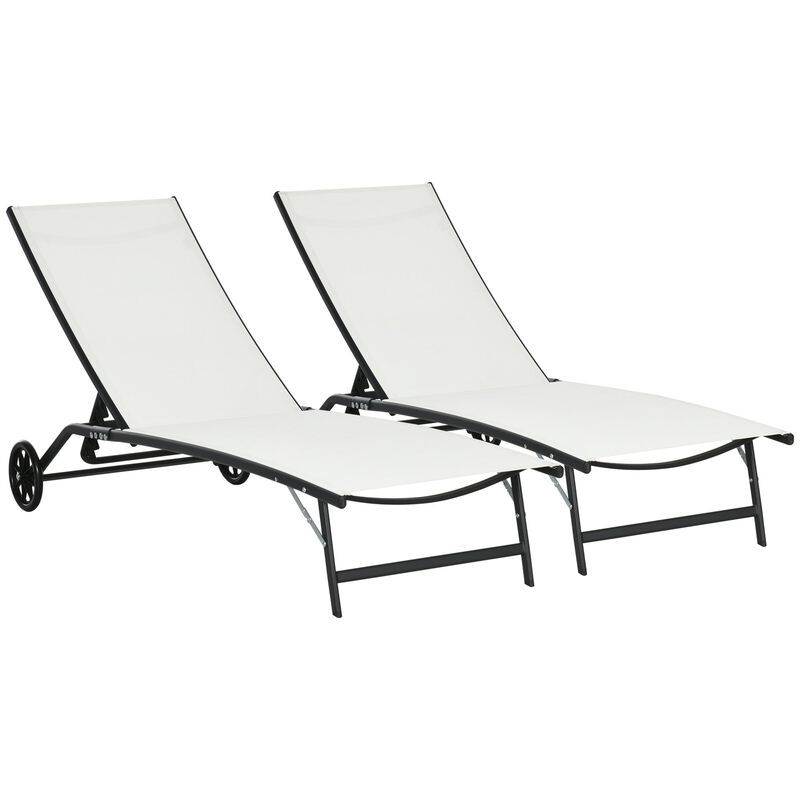 Outdoor Relaxation Set: 2-Piece Patio Chaise Lounge with Adjustable Backrest