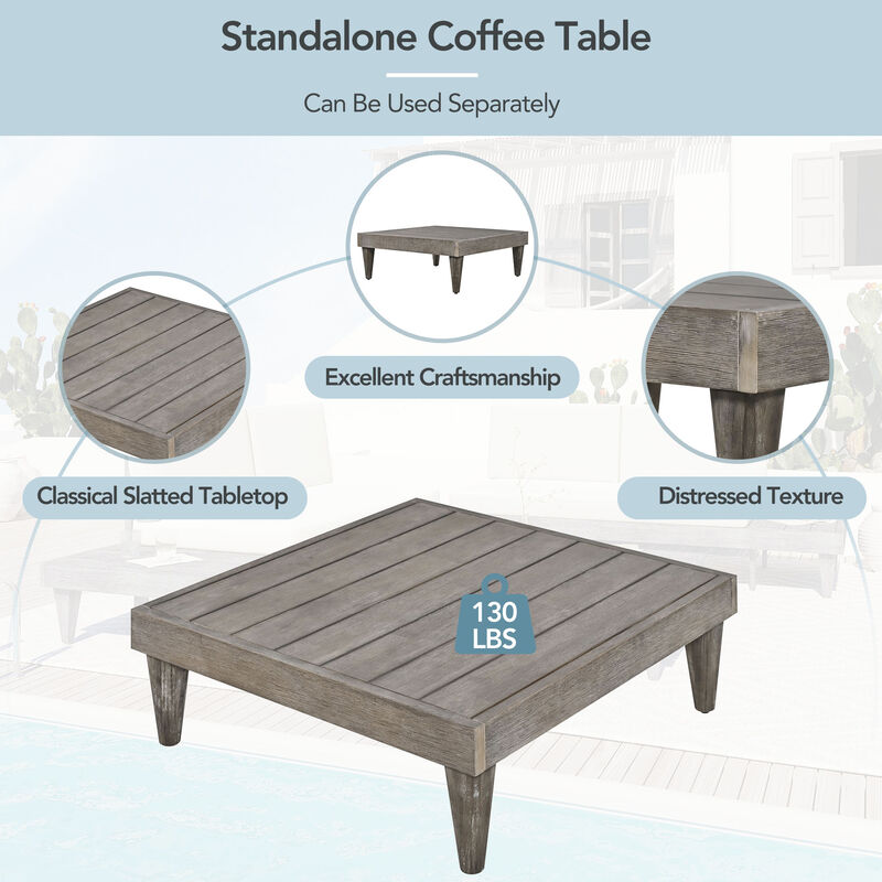 Merax Outdoor 3-Piece Solid Wood Sectional Sofa Set
