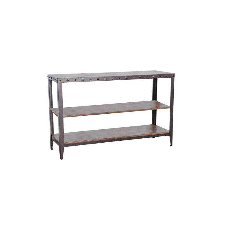 Sunny Designs San Diego Metal & Solid Wood Sofa Table in Brown