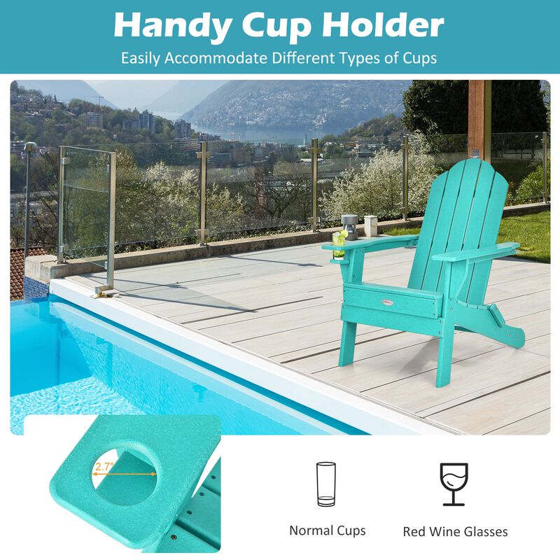 Foldable Weather Resistant Patio Chair with Built-in Cup Holder