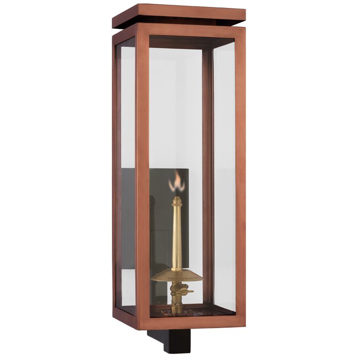 Fresno Medium Bracketed Gas Wall Lantern in Soft Copper with Clear Glass