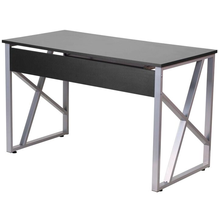 Hivvago Contemporary Black Laminate Office Computer Desk with Keyboard Tray